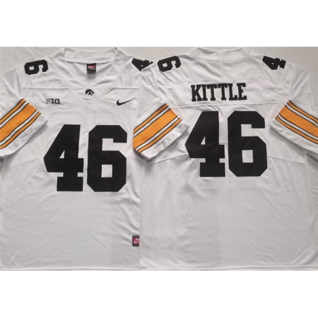 Men's Iowa Hawkeyes #46 Kittle White Basketball Stitched Jersey