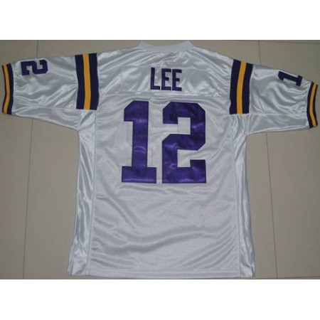 LSU Tigers #12 Jarrett Lee White Stitched NCAA Jersey