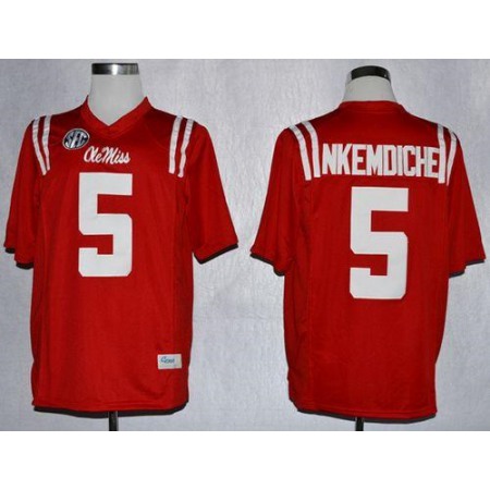 Rebels #5 Robert Nkemdiche Red Stitched NCAA Jersey