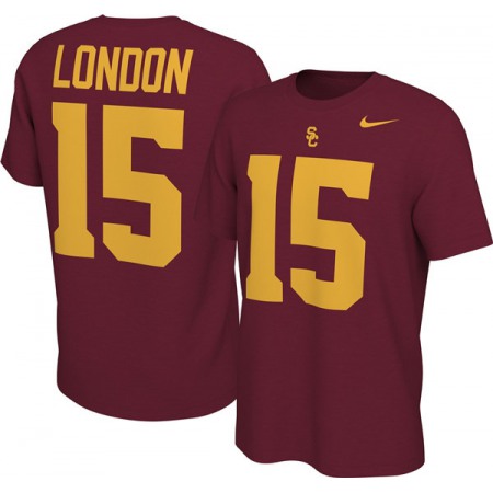 Men's USC Trojans #15 Drake London Red T-Shirt