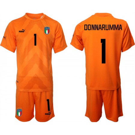 Men's Italy #1 Donnarumma Orange Goalkeeper Soccer Jersey Suit