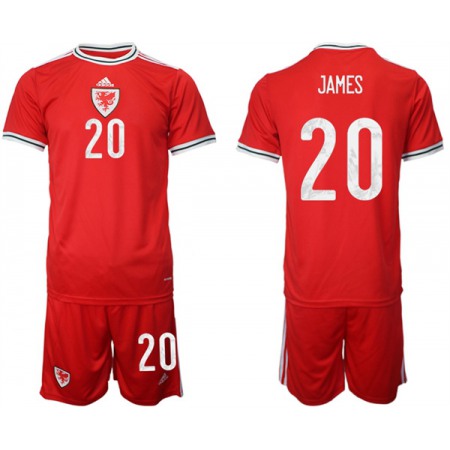 Men's Wales #20 James Red Home Soccer Jersey Suit