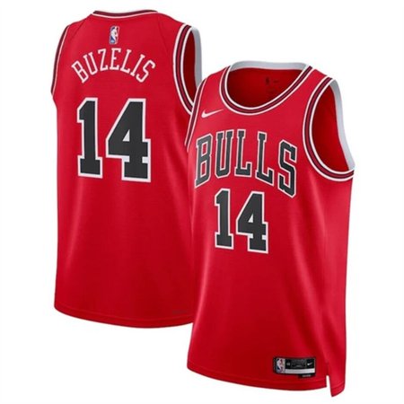 Men's Chicago Bulls #14 Matas Buzelis Red 2024 Draft Icon Edition Stitched Basketball Jersey