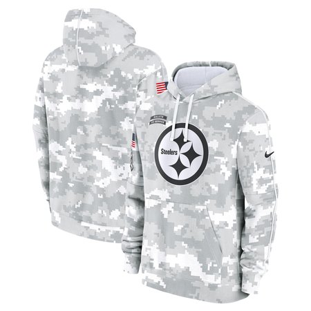 Youth Pittsburgh Steelers Nike White/Gray 2024 Salute To Service Pullover Hoodie