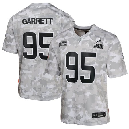 Youth Cleveland Browns Myles Garrett Nike Arctic Camo 2024 Salute to Service Game Jersey