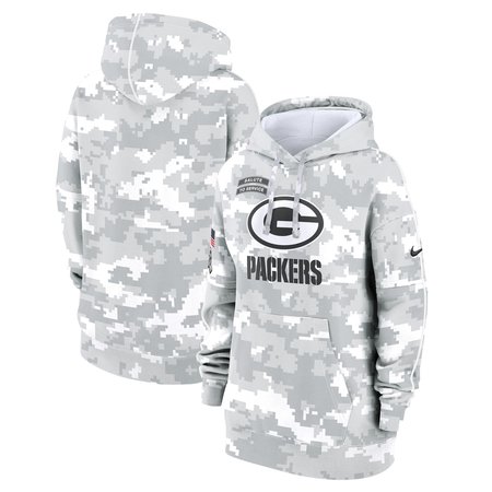 Women's Green Bay Packers Nike Arctic Camo 2024 Salute To Service Club Fleece Pullover Hoodie