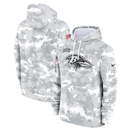 Youth Baltimore Ravens Nike White/Gray 2024 Salute To Service Pullover Hoodie