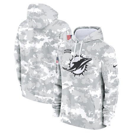 Men's Miami Dolphins Nike Arctic Camo 2024 Salute to Service Club Fleece Pullover Hoodie