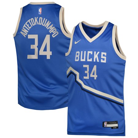 Youth Milwaukee Bucks Giannis Antetokounmpo Nike Royal 2024/25 Swingman Player Jersey - City Edition