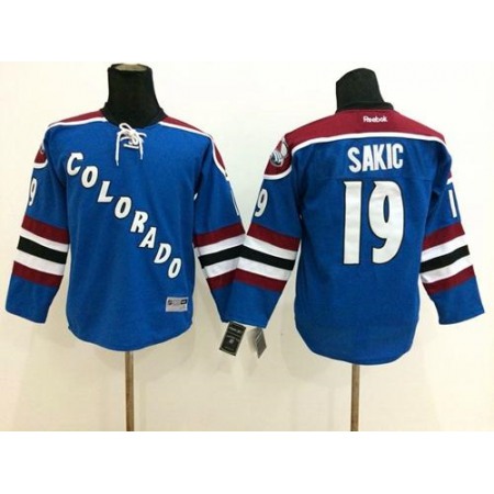 Avalanche #19 Joe Sakic Blue Stitched Youth NHL Jersey